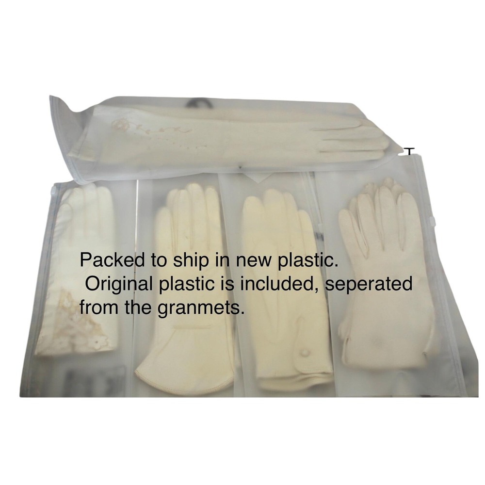 Vintage Aris Van Raalte Kidskin Leather Gloves Lot 5 Pairs Ivory Cream Lace 7.5 - Picture 15 of 16